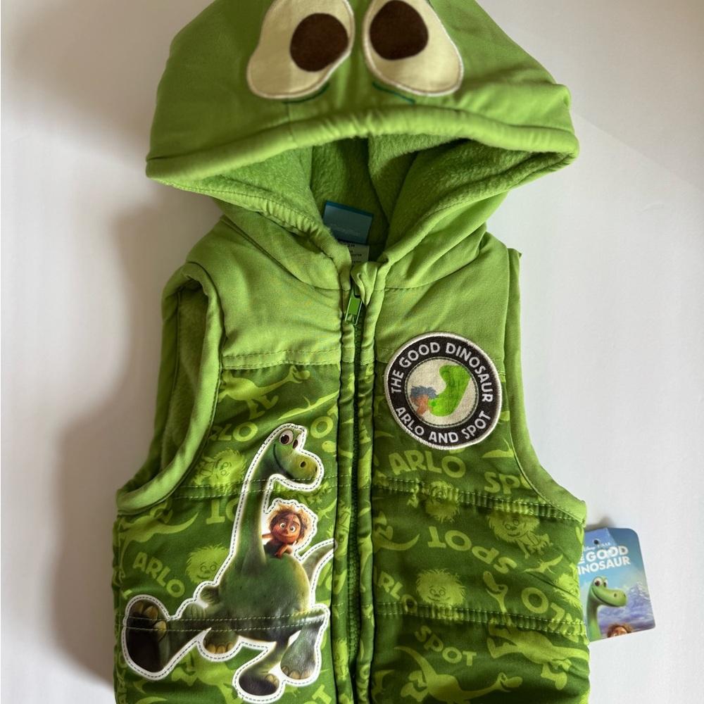 NWT Disney The Good Dinosaur Green Hooded Vest